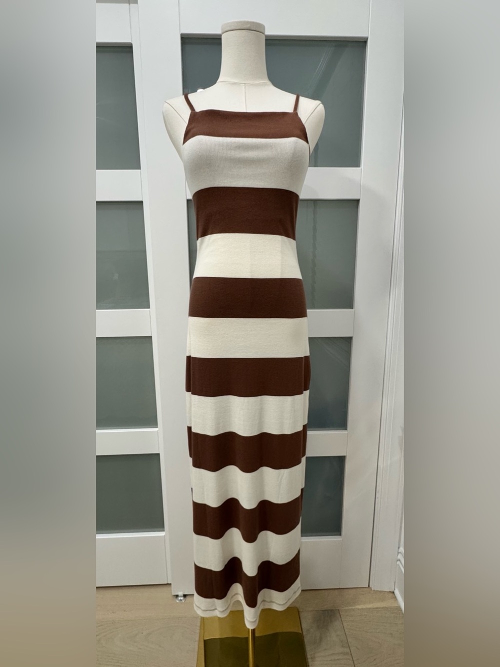 NWT🔖 Z Supply Hailey Midi Dress Brown Cream Stripe NWT XS $98 - Picture 11 of 11